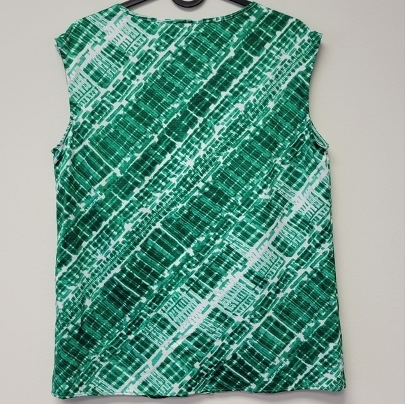 Anne Klein Blouse Green White S - Picture 2 of 6